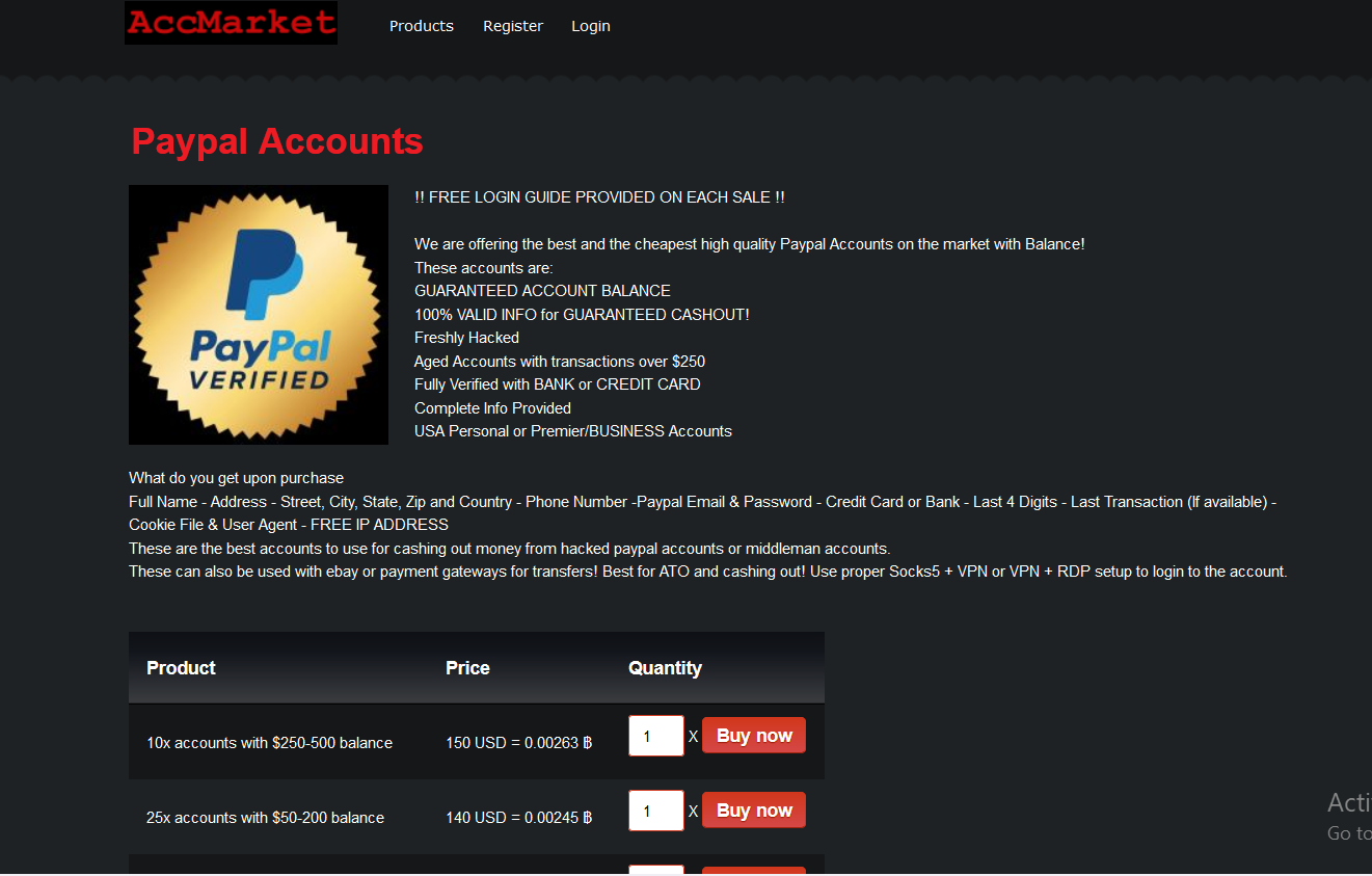 Buy money on the dark web